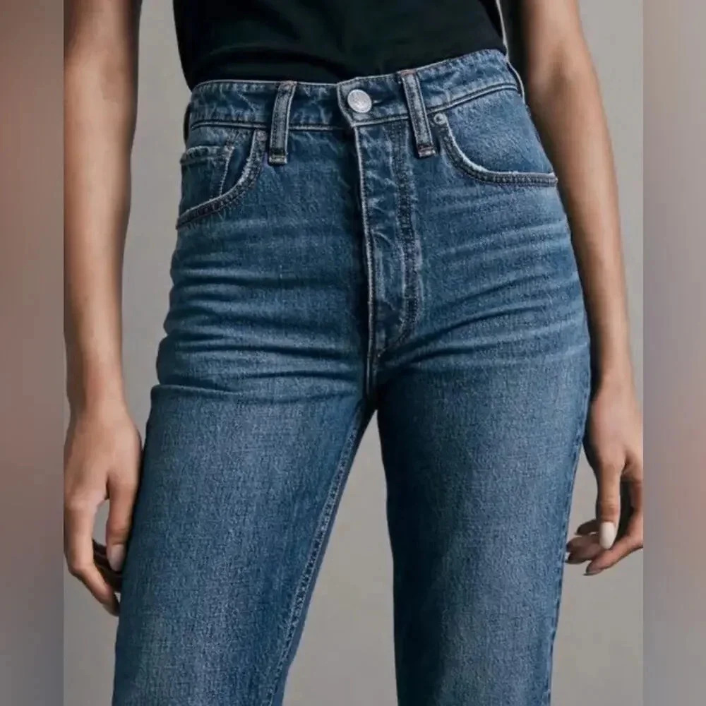 Rag & Bone Nina High Rise Ankle Cigarette Jeans Ash Blue Size 30 - Picture 2 of 12